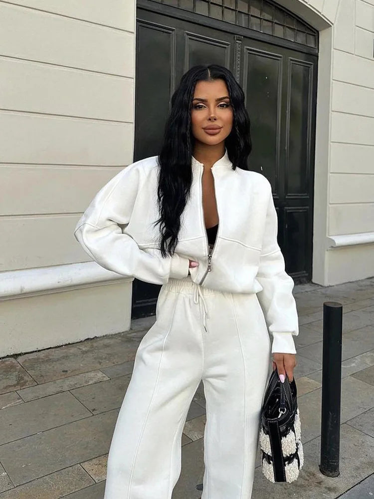 Casual Pants Suit 2025 Autumn Winter Cardigan Sweatshirts Sports Women Fashion Street Long-sleeved Jacket Trousers Two-piece Set