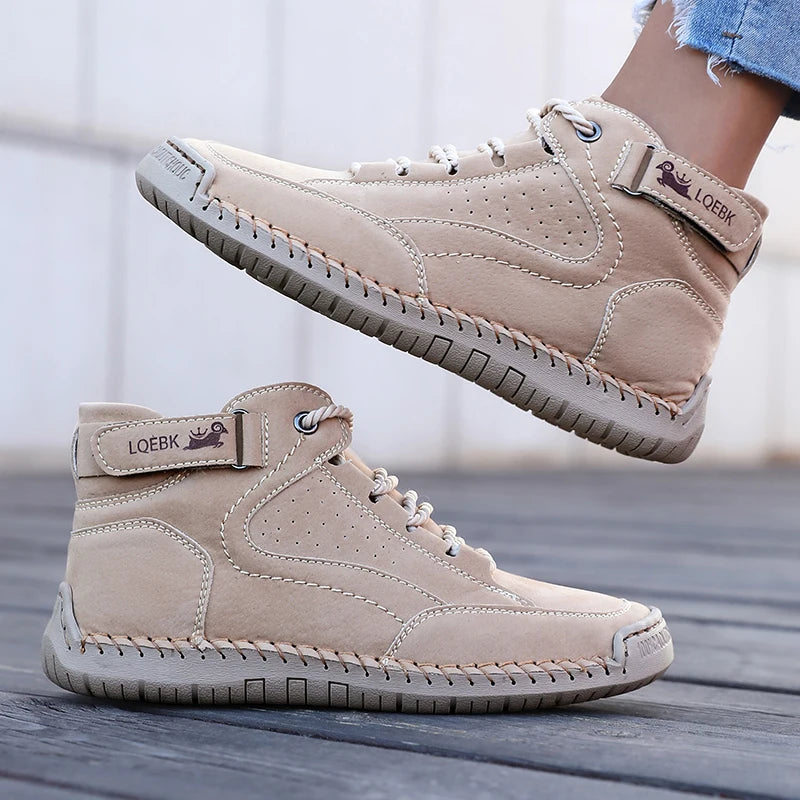 New 2025 Autumn Handmade Leather Women Boots Design Sneakers Man Breathable Casual Softer Shoes Men Ankle Boots Outdoor Boats