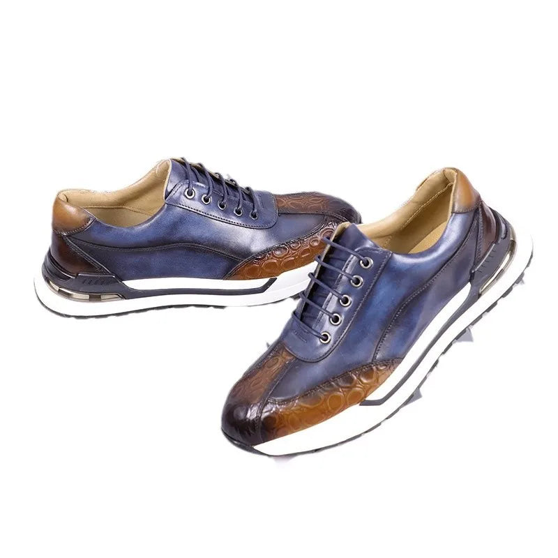 Retro Men's Casual Shoes Genuine Leather Oxford Sneakers Brand Designer Green Brown Comfortable Men's Shoes