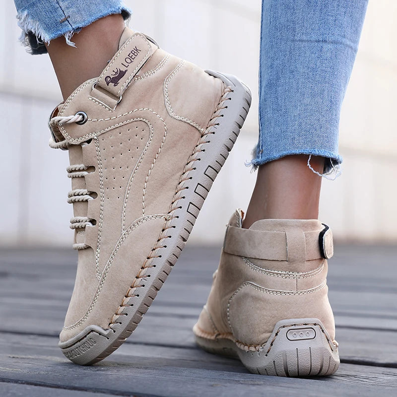 New 2025 Autumn Handmade Leather Women Boots Design Sneakers Man Breathable Casual Softer Shoes Men Ankle Boots Outdoor Boats