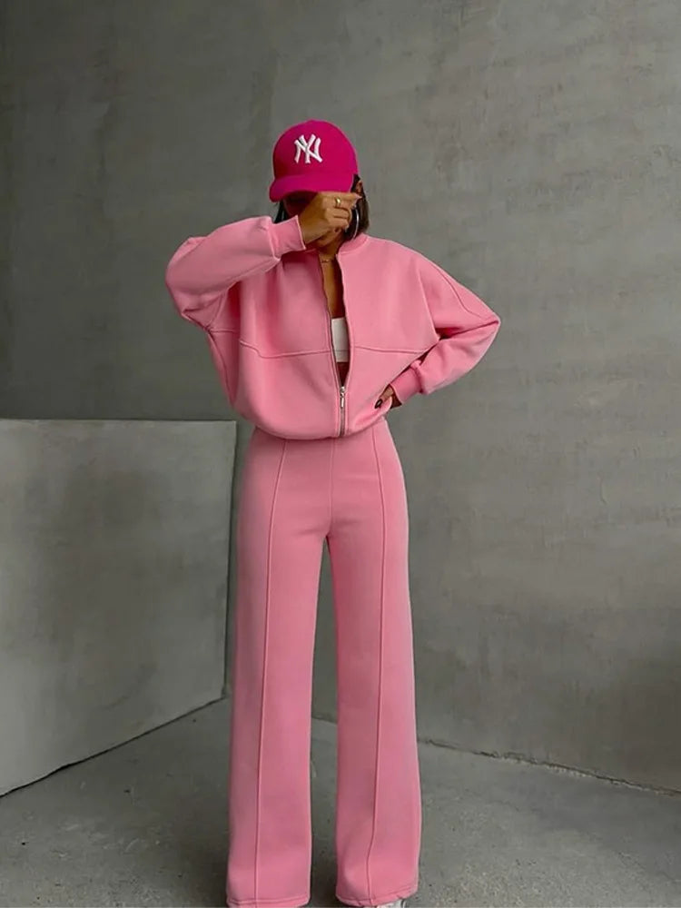 Casual Pants Suit 2025 Autumn Winter Cardigan Sweatshirts Sports Women Fashion Street Long-sleeved Jacket Trousers Two-piece Set