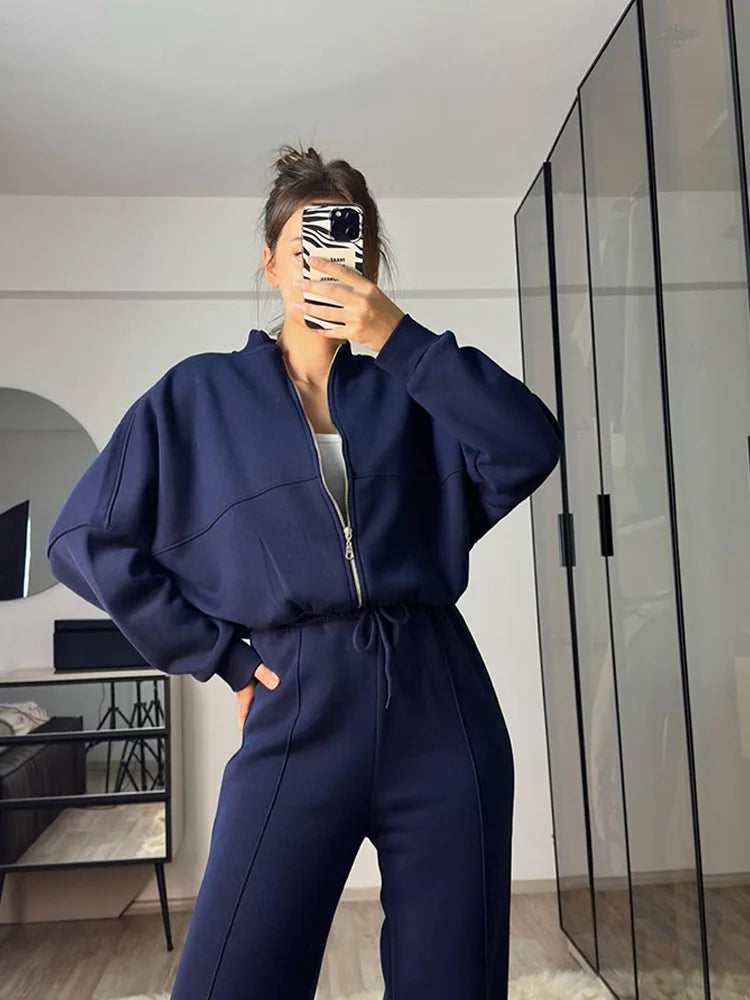 Casual Pants Suit 2025 Autumn Winter Cardigan Sweatshirts Sports Women Fashion Street Long-sleeved Jacket Trousers Two-piece Set