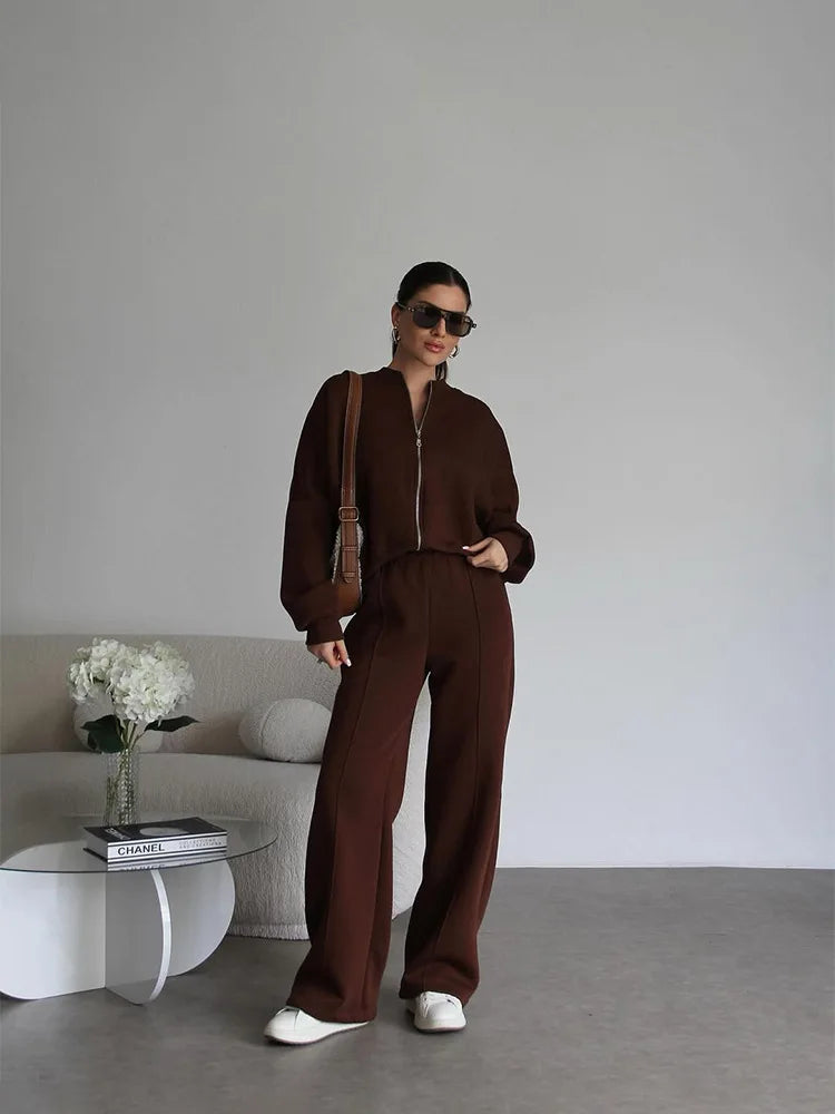Casual Pants Suit 2025 Autumn Winter Cardigan Sweatshirts Sports Women Fashion Street Long-sleeved Jacket Trousers Two-piece Set