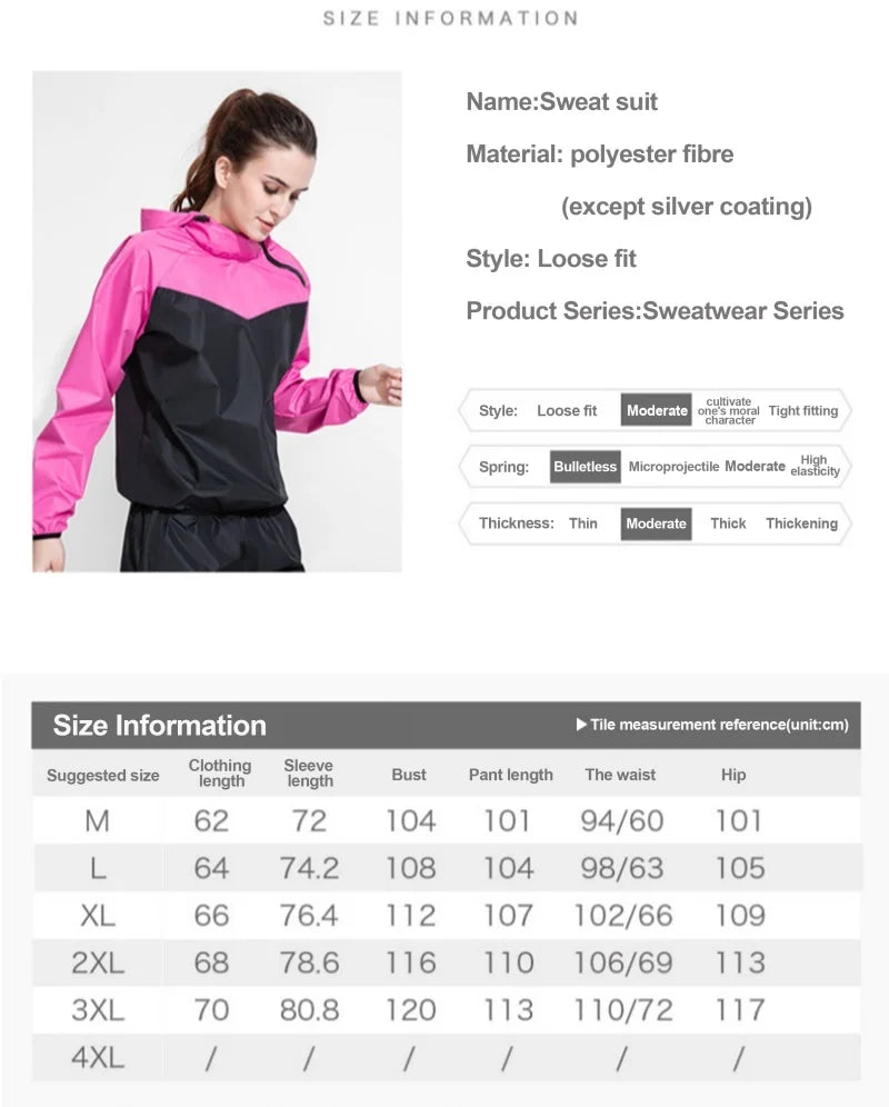 Sports Sweat Sauna Suit for Men and Women, Sweat Trousers, Running, Weight Loss, Fitness Clothing, Drop Body Suit, Jacket, Tops