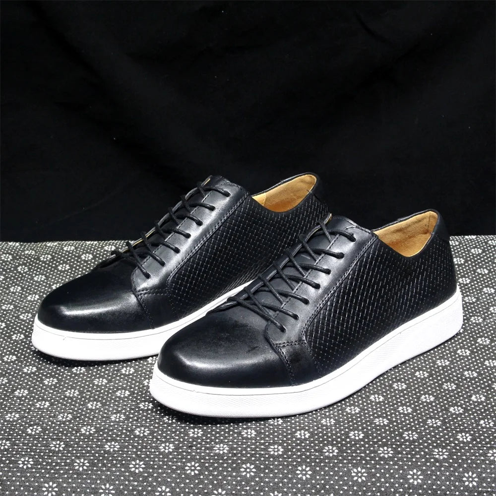 Men's Classic Derby Casual Shoes Cow Genuine Leather Lace-Up Comfortable Driving Sneakers Flat Original Style for Men