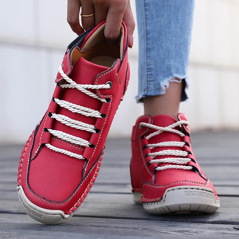 New 2025 Autumn Handmade Leather Women Boots Design Sneakers Man Breathable Casual Softer Shoes Men Ankle Boots Outdoor Boats