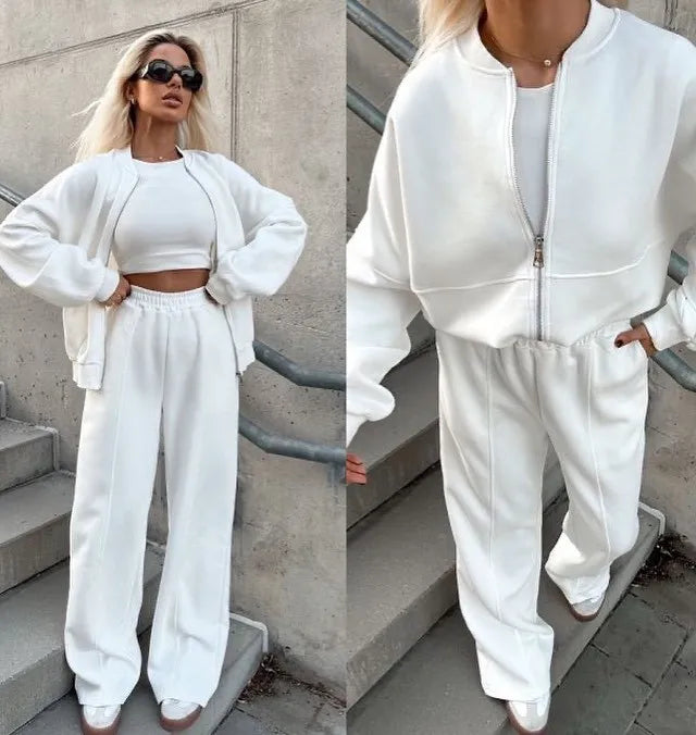 Casual Pants Suit 2025 Autumn Winter Cardigan Sweatshirts Sports Women Fashion Street Long-sleeved Jacket Trousers Two-piece Set
