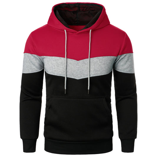 Autumn and winter men's color match color fashion hoodie men's casual sports shirt