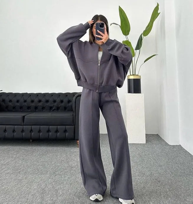 Casual Pants Suit 2025 Autumn Winter Cardigan Sweatshirts Sports Women Fashion Street Long-sleeved Jacket Trousers Two-piece Set