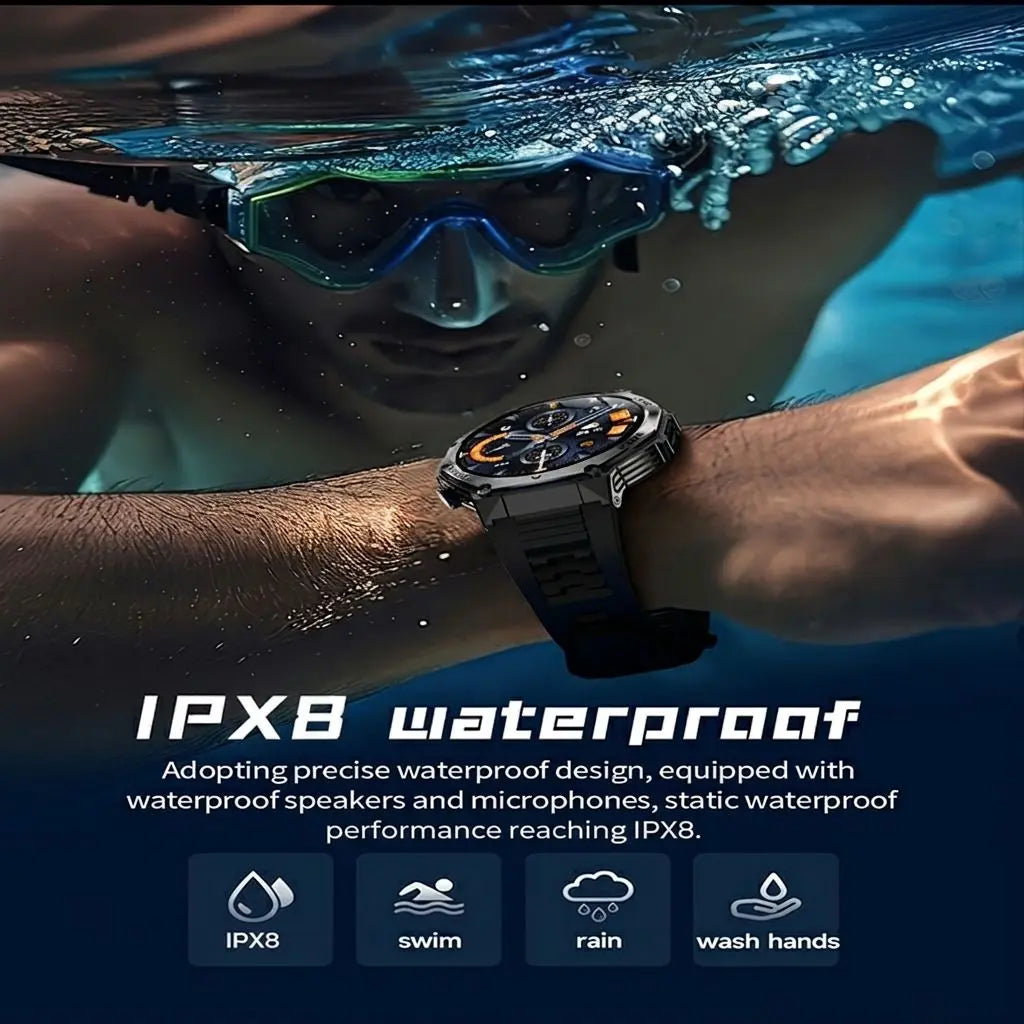 2026 Outdoor Smartwatch, Sports Tracking, 1.8'' HD Touch Screen, Wireless Calling+Voice Assistant, 120+ Sports Mode, Christmas G