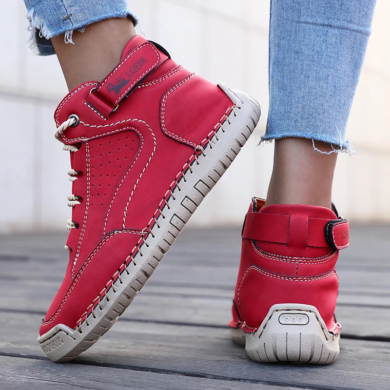 New 2025 Autumn Handmade Leather Women Boots Design Sneakers Man Breathable Casual Softer Shoes Men Ankle Boots Outdoor Boats