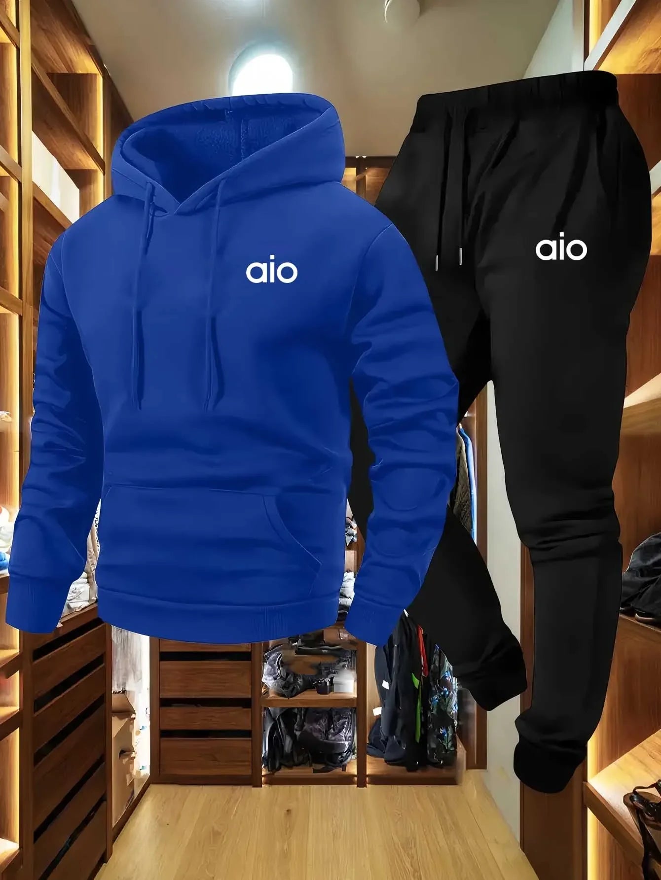 New Men's Color Block Hoodie and Sweatpants Set 2025 Soft Fabric Waist Drawstring Stylish Black White Print clothes for men