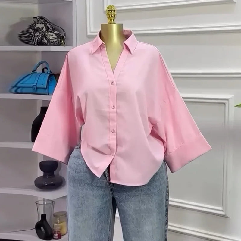 Women Top Blouses Shirt Turn Down Collar Full Sleeve Tops Striped Y2k Streetwear Elegant Splice Shirts Casual Loose Work Autumn