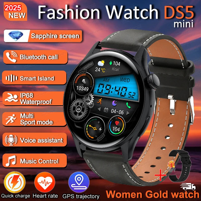For Female IOS Women Watch 4 Mini Smart Watch AMOLED NFC Heart Rate Clock BT Call GPS Lady Smartwatch for Women pink Custom dial