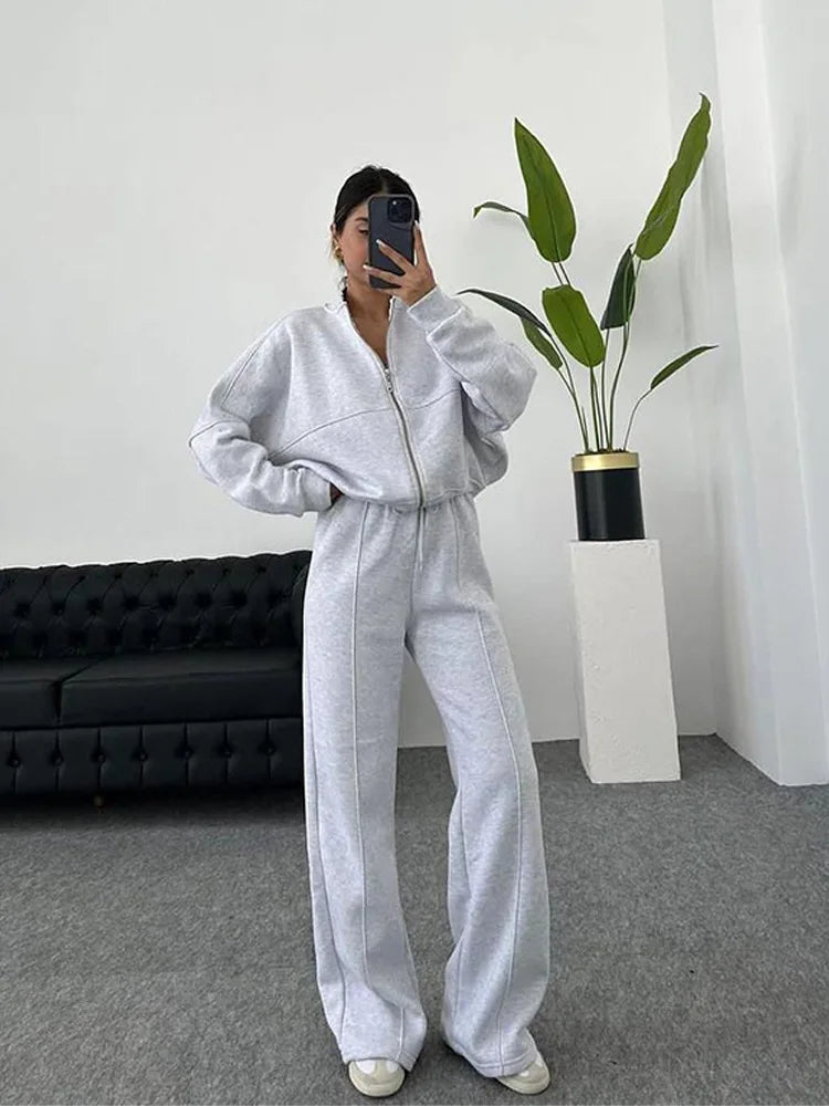 Casual Pants Suit 2025 Autumn Winter Cardigan Sweatshirts Sports Women Fashion Street Long-sleeved Jacket Trousers Two-piece Set