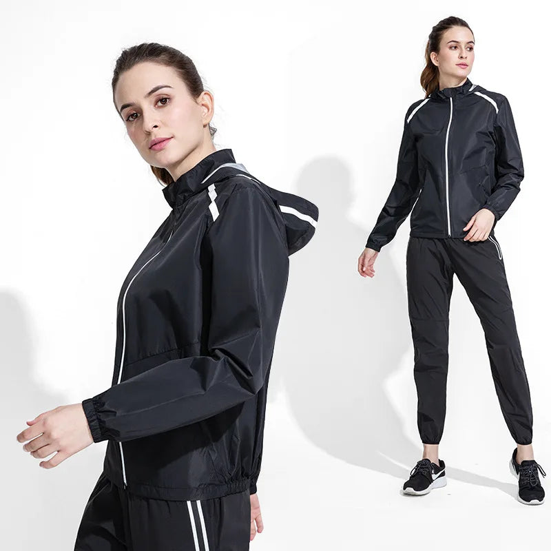 Sports Sweat Sauna Suit for Men and Women, Sweat Trousers, Running, Weight Loss, Fitness Clothing, Drop Body Suit, Jacket, Tops