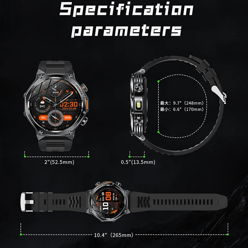 2026 Outdoor Smartwatch, Sports Tracking, 1.8'' HD Touch Screen, Wireless Calling+Voice Assistant, 120+ Sports Mode, Christmas G