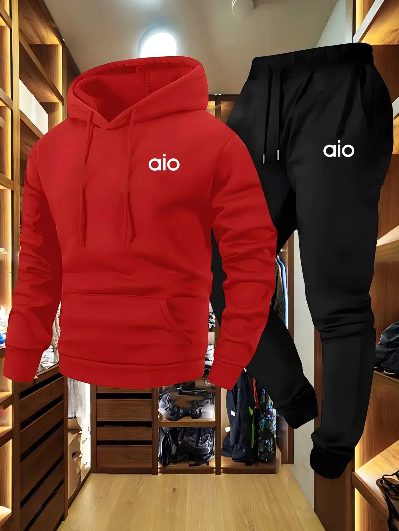 New Men's Color Block Hoodie and Sweatpants Set 2025 Soft Fabric Waist Drawstring Stylish Black White Print clothes for men