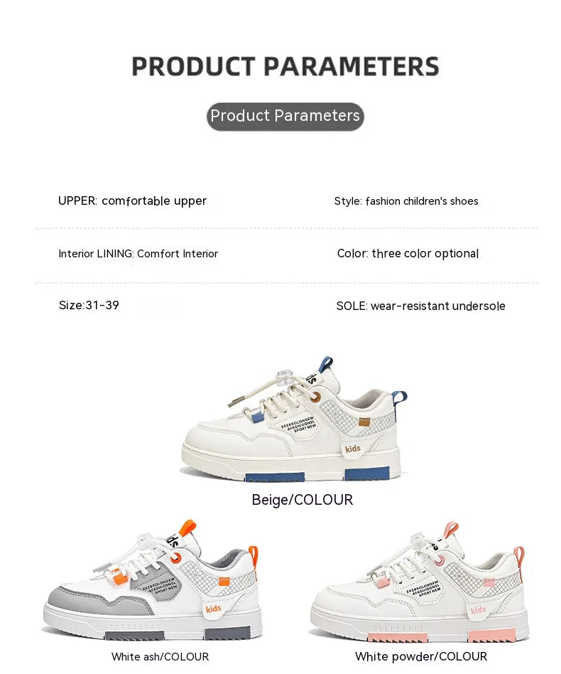 Children's shoes Children's small white shoes Boys' shoes 2024 new white sports shoes for primary school girls big children