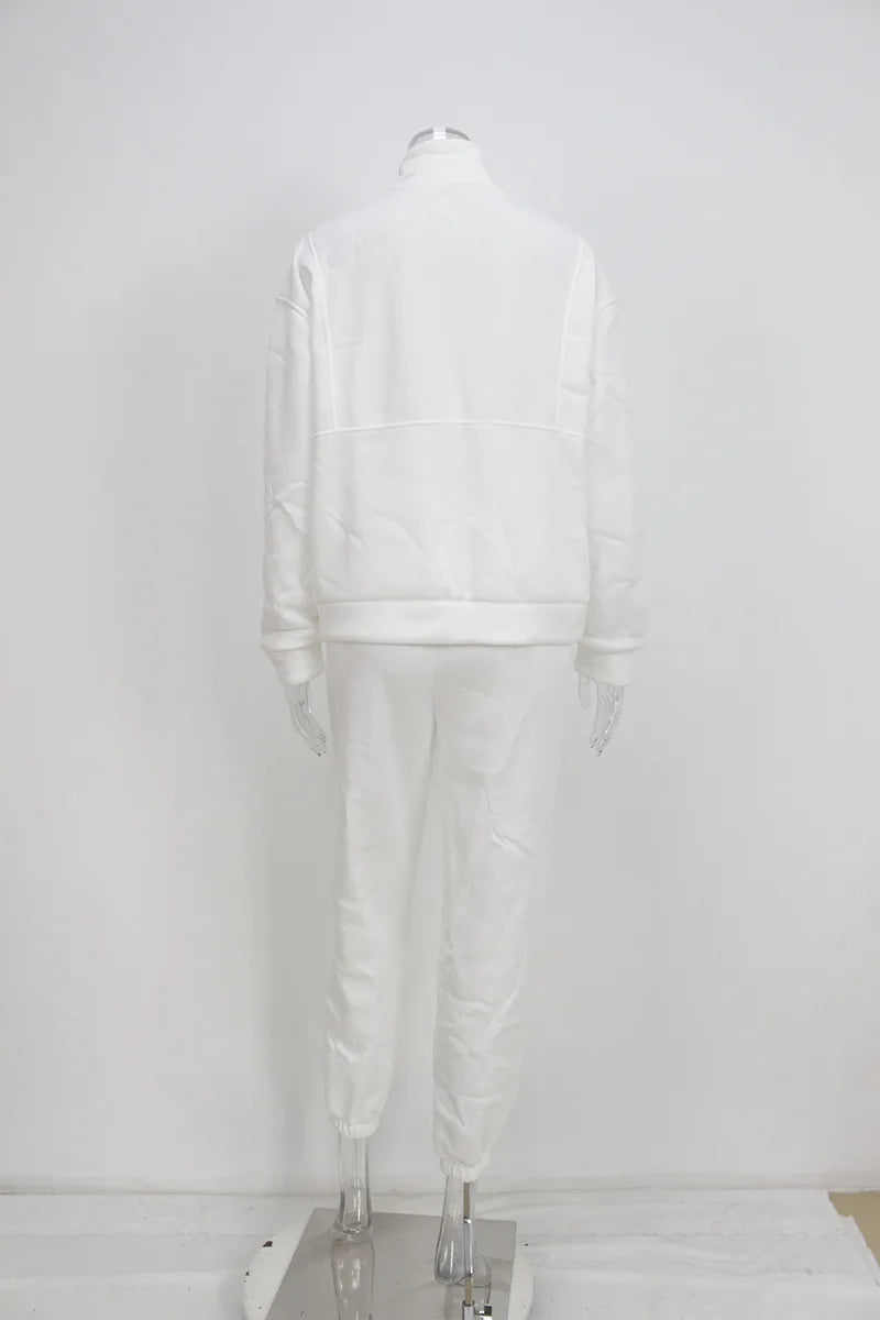 Women Sporty Sweatshirt Sets Two Pieces Sale Stand Collar Zip Long Sleeve Hoodie&High Elastic Sweatpant Suits JSFS-8786