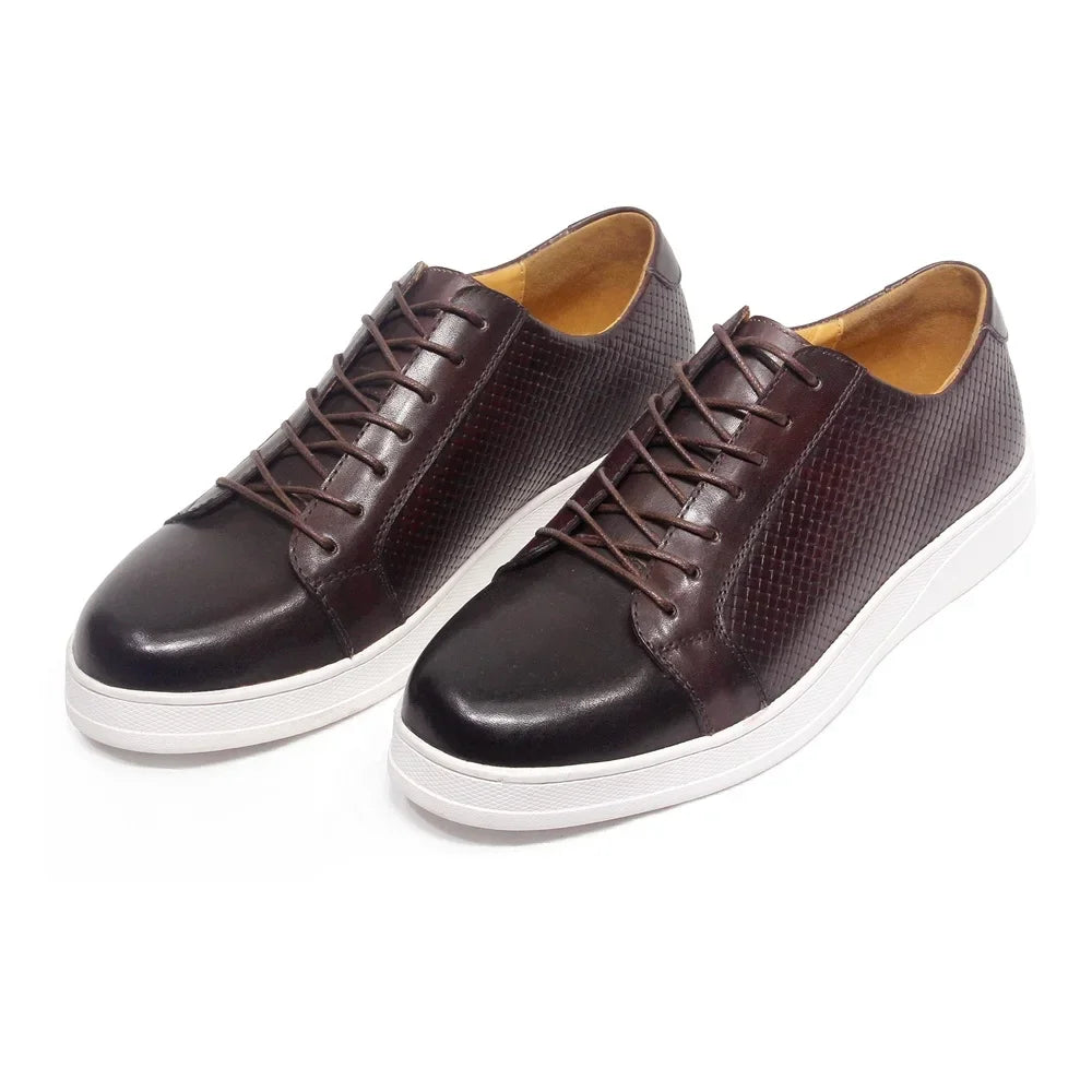 Men's Classic Derby Casual Shoes Cow Genuine Leather Lace-Up Comfortable Driving Sneakers Flat Original Style for Men