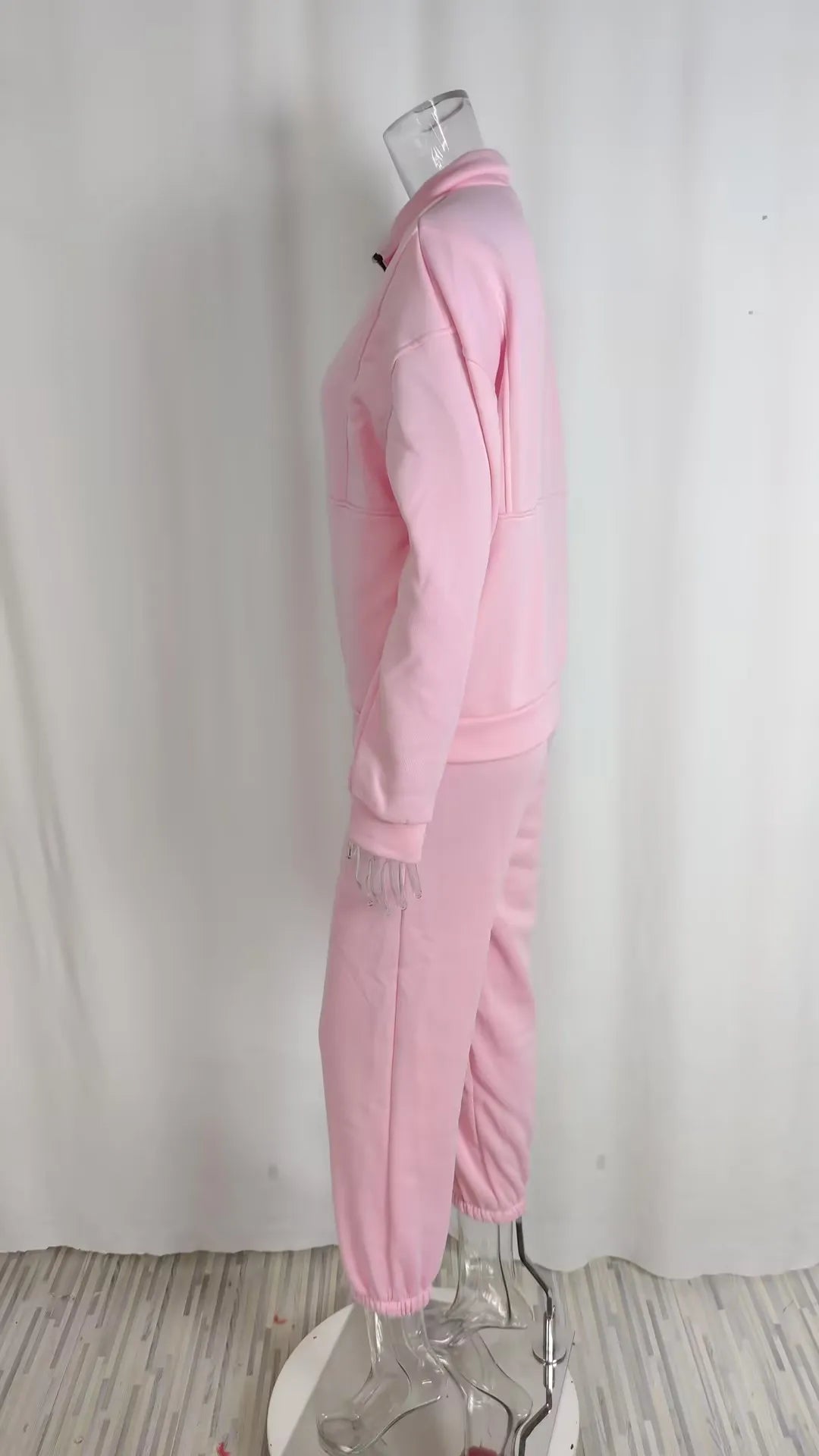 Winter Women Casual Matching Two-Piece Set Zip Up Sweaters Solid Colar Sweatpants Outfits  Women Two Pieces Matching Suits