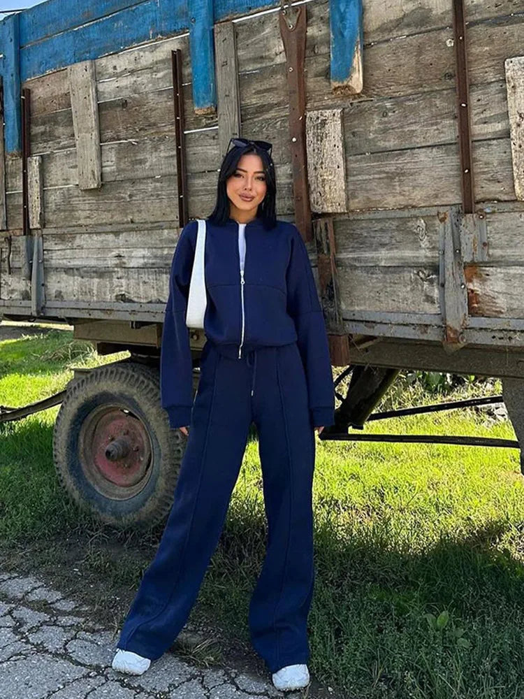 Casual Pants Suit 2025 Autumn Winter Cardigan Sweatshirts Sports Women Fashion Street Long-sleeved Jacket Trousers Two-piece Set