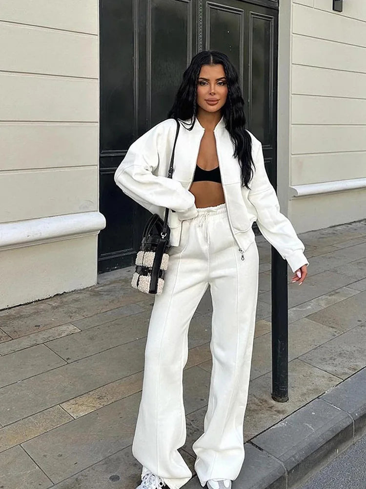 Casual Pants Suit 2025 Autumn Winter Cardigan Sweatshirts Sports Women Fashion Street Long-sleeved Jacket Trousers Two-piece Set