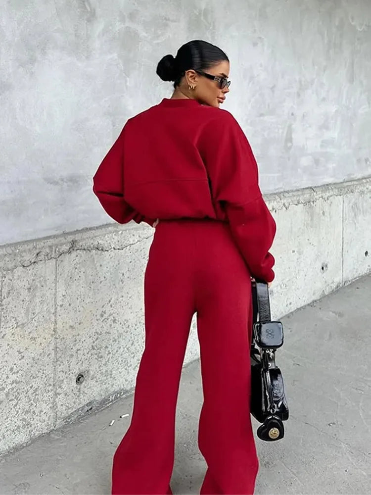 Casual Pants Suit 2025 Autumn Winter Cardigan Sweatshirts Sports Women Fashion Street Long-sleeved Jacket Trousers Two-piece Set