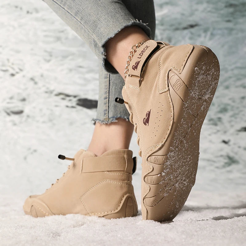Boots for Women Winter Shoes Waterproof Ankle Boots Luxury Comfortable Warm Fur Plush Snow Boot Leather Casual Short Boots