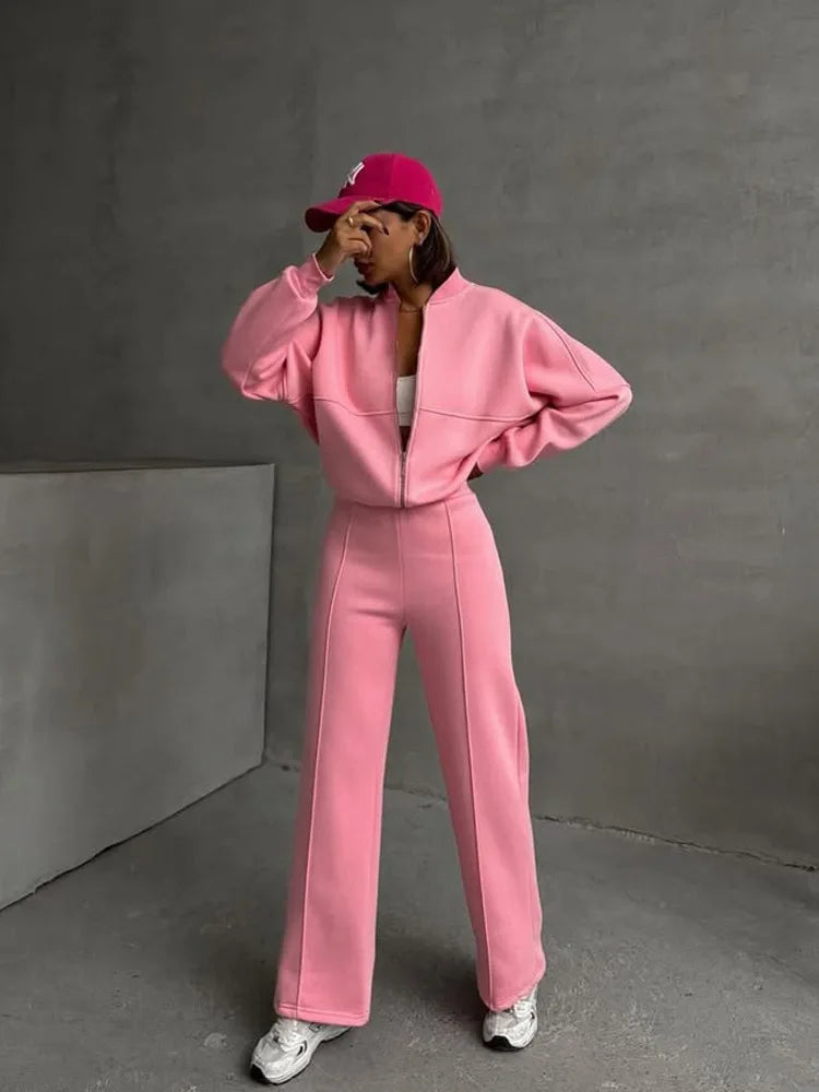 Casual Pants Suit 2025 Autumn Winter Cardigan Sweatshirts Sports Women Fashion Street Long-sleeved Jacket Trousers Two-piece Set