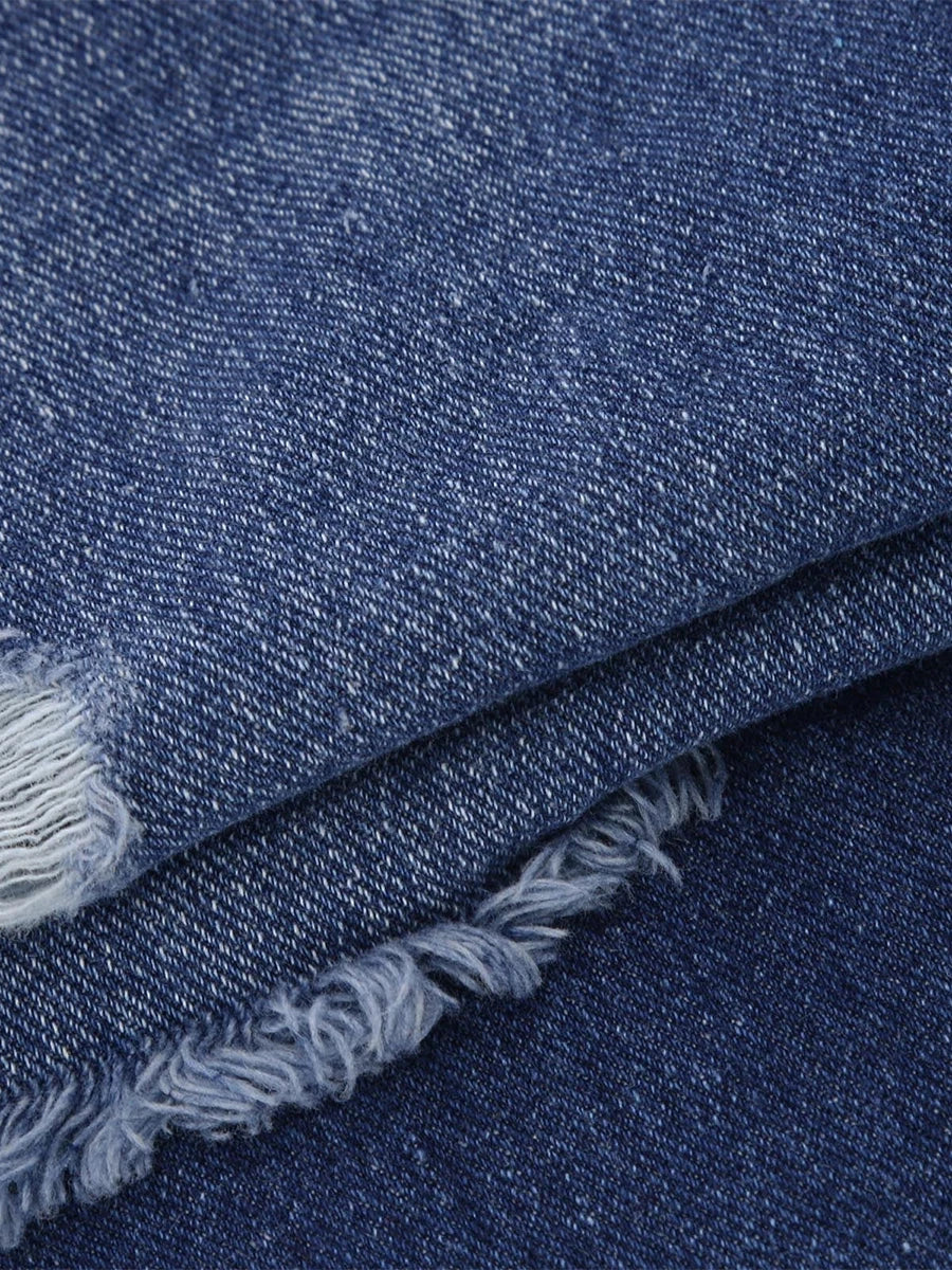 Women Men Denim Pants Casual Ripped Loose Straight Leg Jeans Trousers Trendy Bottoms for Streetwear