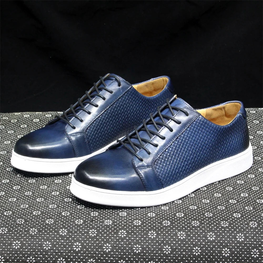 Men's Classic Derby Casual Shoes Cow Genuine Leather Lace-Up Comfortable Driving Sneakers Flat Original Style for Men