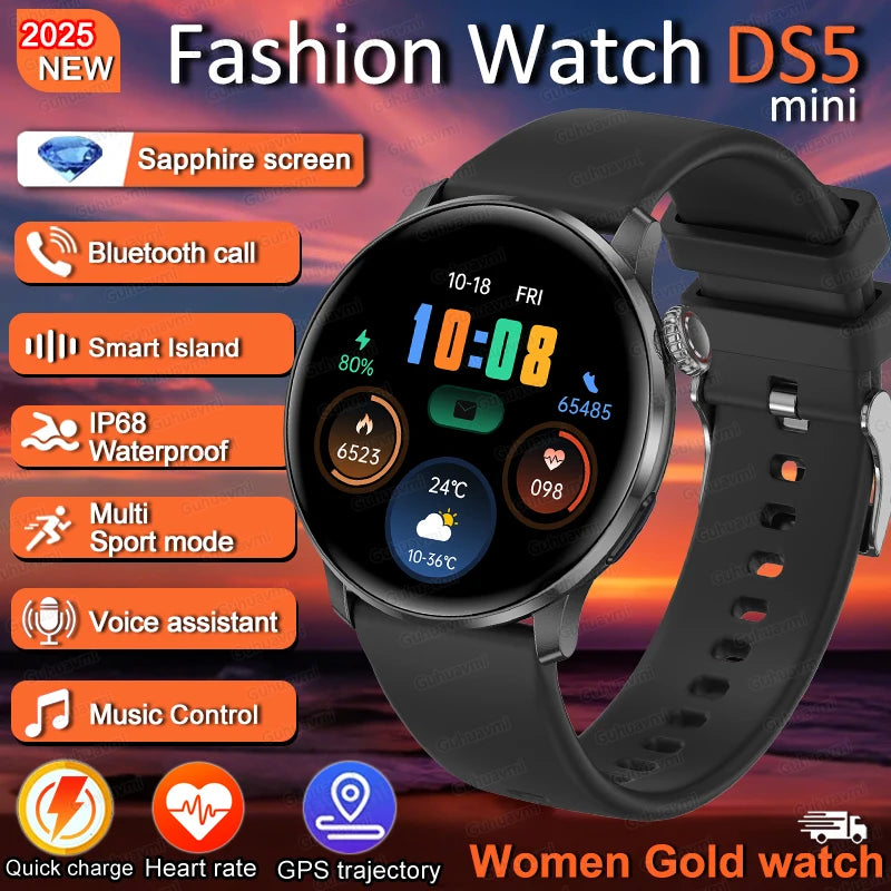 For Female IOS Women Watch 4 Mini Smart Watch AMOLED NFC Heart Rate Clock BT Call GPS Lady Smartwatch for Women pink Custom dial