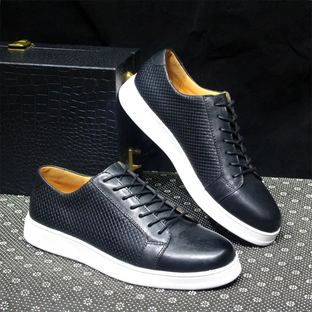 Men's Classic Derby Casual Shoes Cow Genuine Leather Lace-Up Comfortable Driving Sneakers Flat Original Style for Men