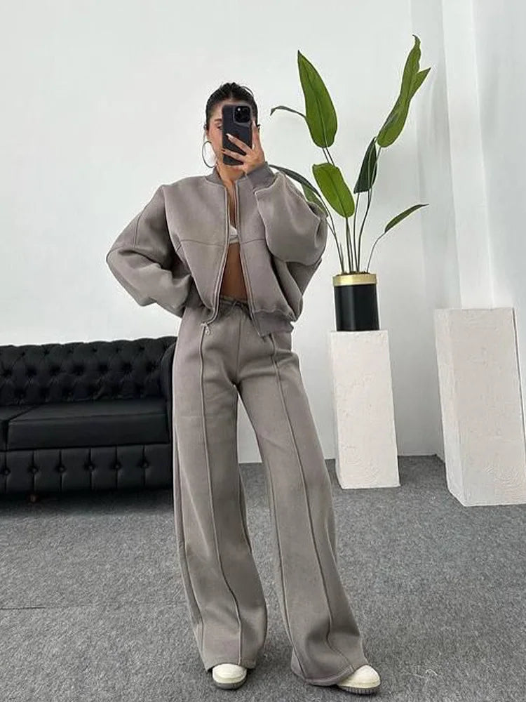 Casual Pants Suit 2025 Autumn Winter Cardigan Sweatshirts Sports Women Fashion Street Long-sleeved Jacket Trousers Two-piece Set