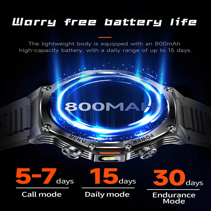 2026 Outdoor Smartwatch, Sports Tracking, 1.8'' HD Touch Screen, Wireless Calling+Voice Assistant, 120+ Sports Mode, Christmas G