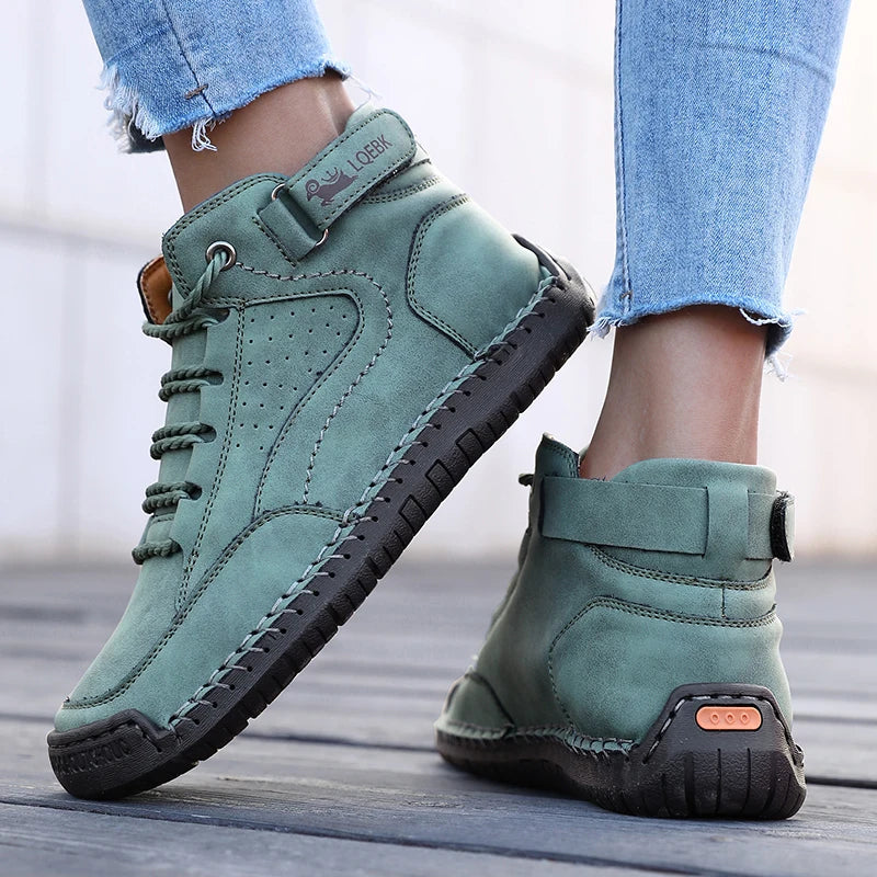 New 2025 Autumn Handmade Leather Women Boots Design Sneakers Man Breathable Casual Softer Shoes Men Ankle Boots Outdoor Boats