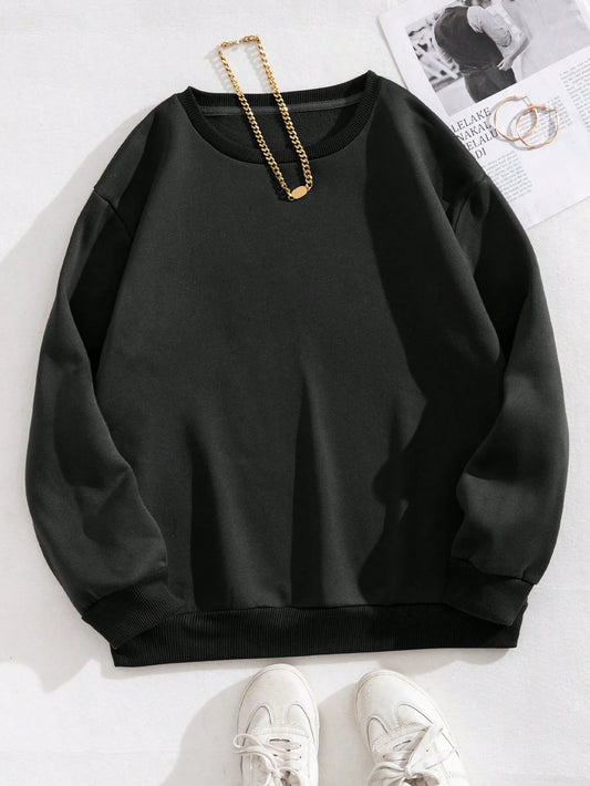 Woman Sweatshirt Casual Solid Color All-Match Clothing Loose Fashionable Pullovers Autumn Crewneck Warm  Female Hoodies