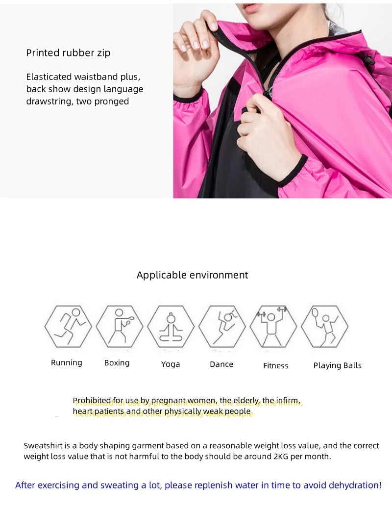 Sports Sweat Sauna Suit for Men and Women, Sweat Trousers, Running, Weight Loss, Fitness Clothing, Drop Body Suit, Jacket, Tops