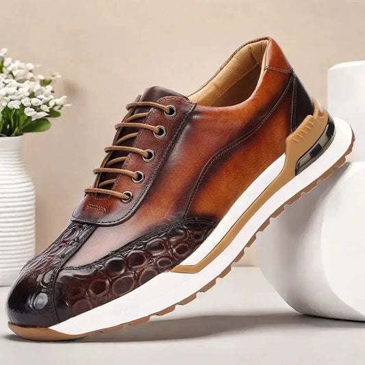 Retro Men's Casual Shoes Genuine Leather Oxford Sneakers Brand Designer Green Brown Comfortable Men's Shoes