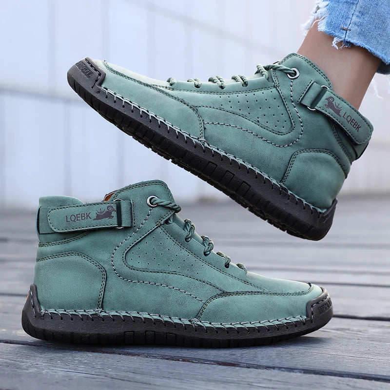 New 2025 Autumn Handmade Leather Women Boots Design Sneakers Man Breathable Casual Softer Shoes Men Ankle Boots Outdoor Boats