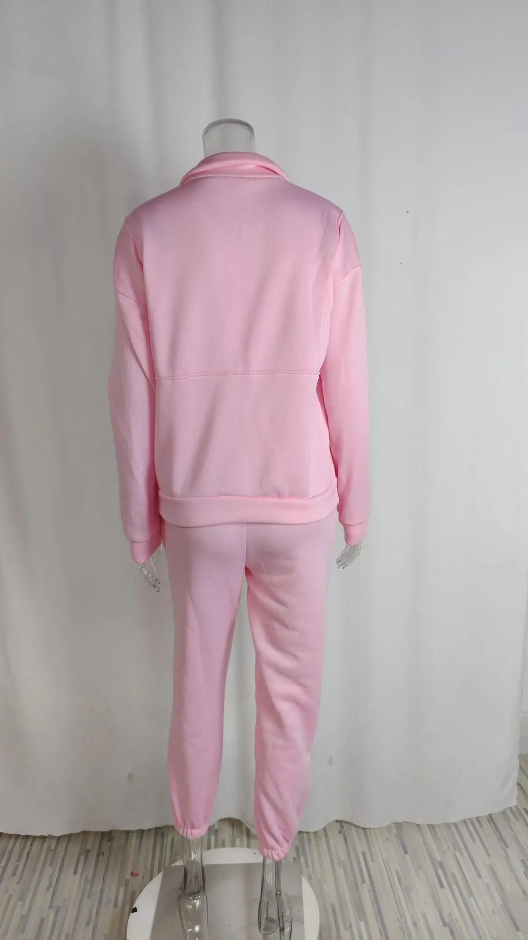 Winter Women Casual Matching Two-Piece Set Zip Up Sweaters Solid Colar Sweatpants Outfits  Women Two Pieces Matching Suits