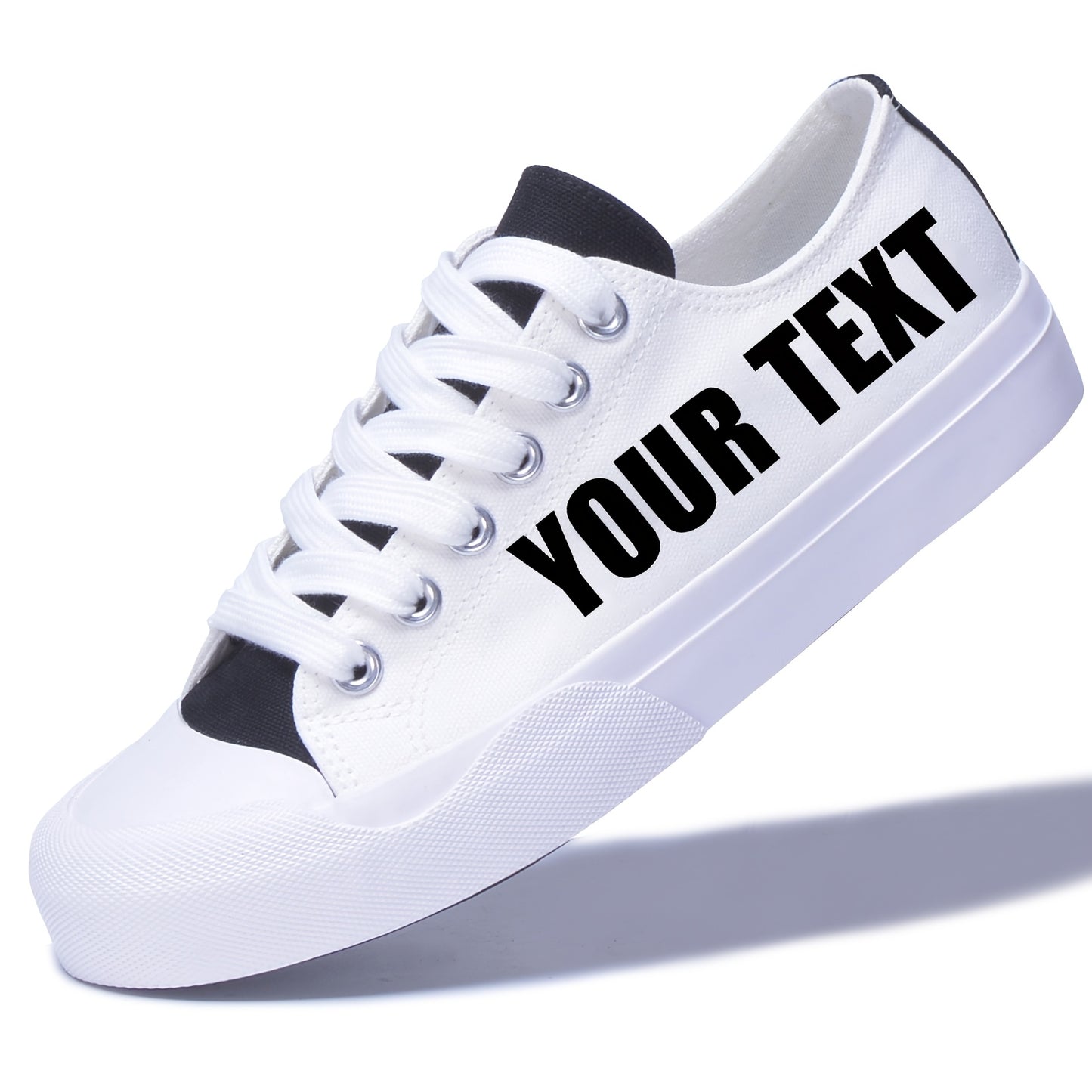 Custom Name/Text Personalized Gift, Wedding & Birthday Letter Couple Shoes - Black and White Low-Top Canvas Sneakers for Men & Women, Comfortable All-Season Wear, Sizes 37-48