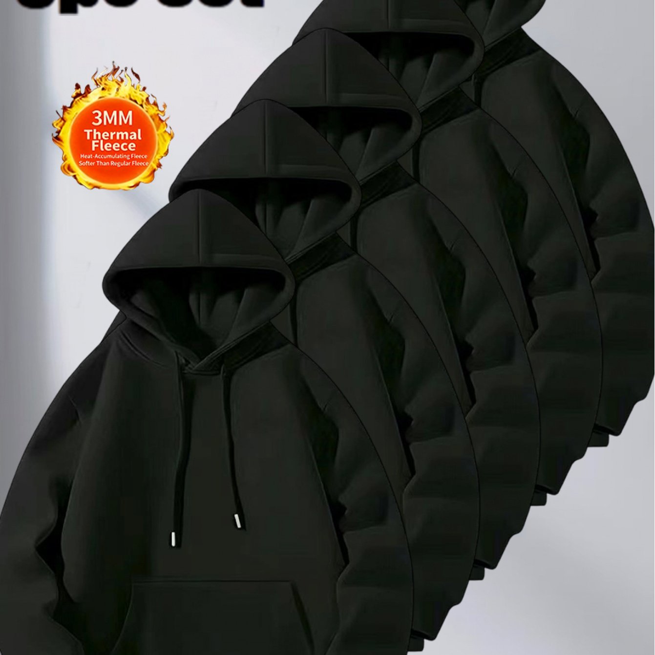 5pcs Set Solid Color Sweatshirt | Lightweight Comfortable Ins Style, Fleece-Lined Warm Windproof, Simple Cut Sporty Details, Casual Fit for Men