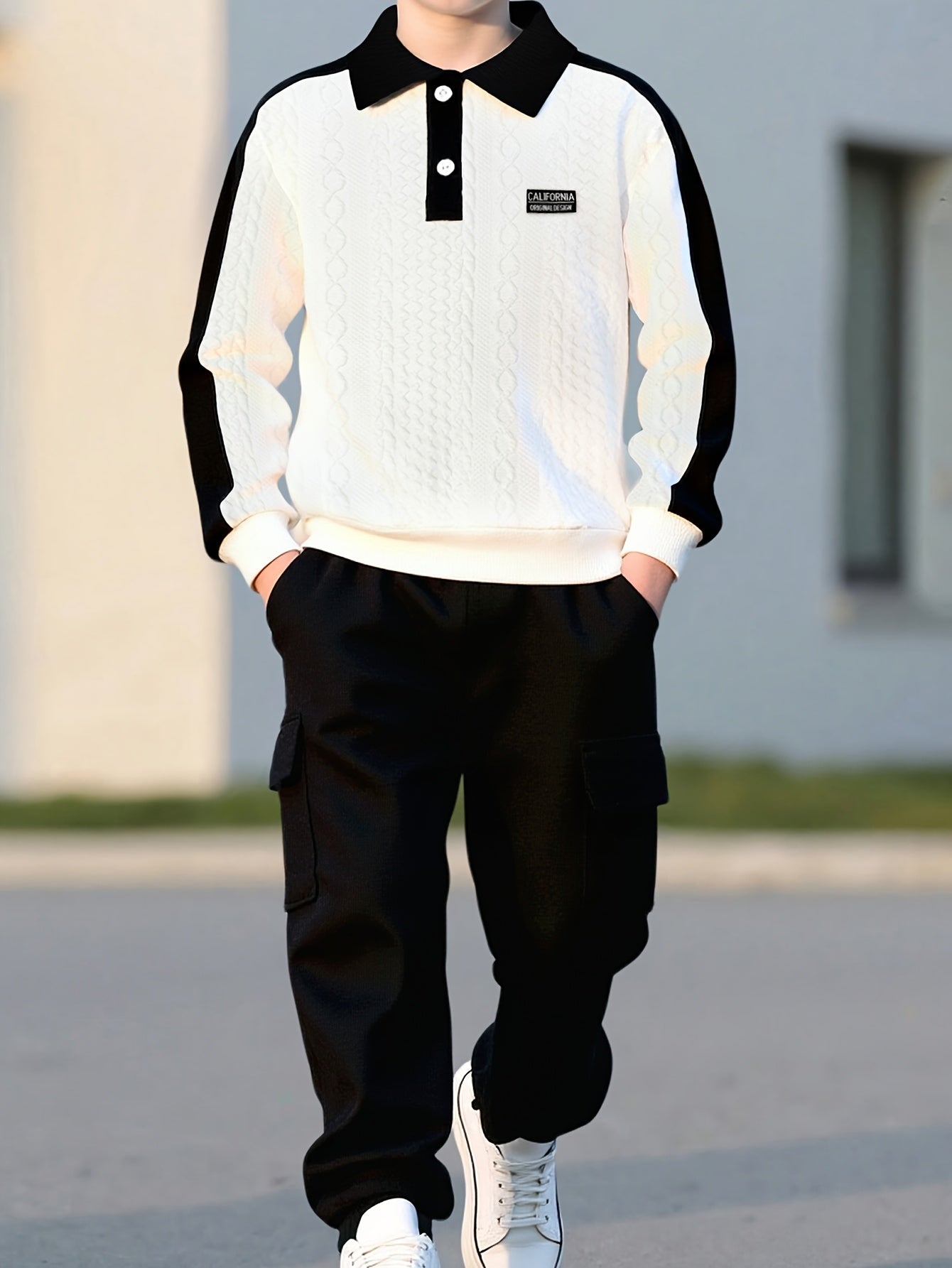 [2pcs Set, Soft Fabric] Boys' Spring/Autumn Outfit, Long Sleeve Shirt and Pants 2pcs Set, for 8-, Fashionable Top + Casual Pants, Soft and Comfortable Fabric, Suitable for Commuting, School Wear, Outdoor Activities, as a Gift