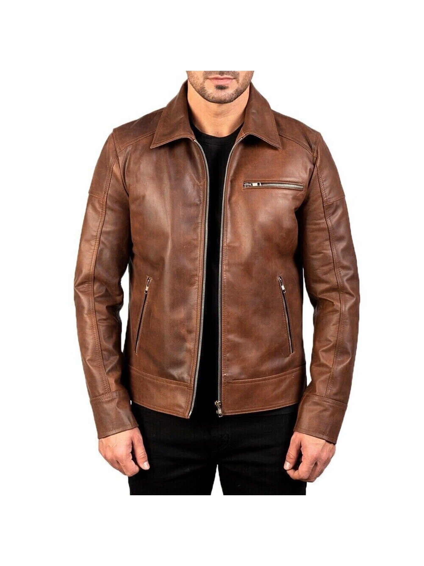 Stand-Up Collar Biker Jacket for Men | Trendy & Stylish New Casual Jacket with Zipper Closure and