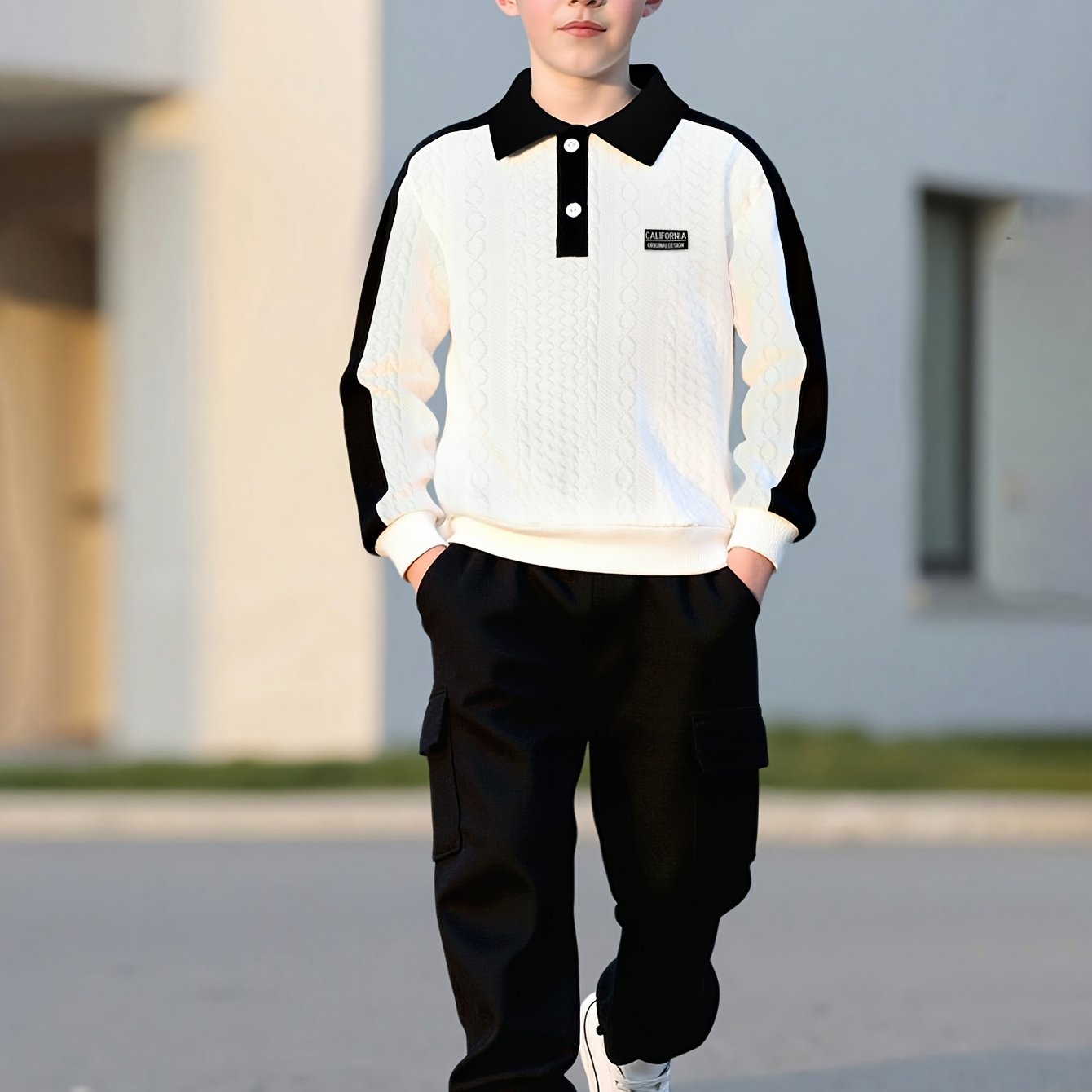 [2pcs Set, Soft Fabric] Boys' Spring/Autumn Outfit, Long Sleeve Shirt and Pants 2pcs Set, for 8-, Fashionable Top + Casual Pants, Soft and Comfortable Fabric, Suitable for Commuting, School Wear, Outdoor Activities, as a Gift