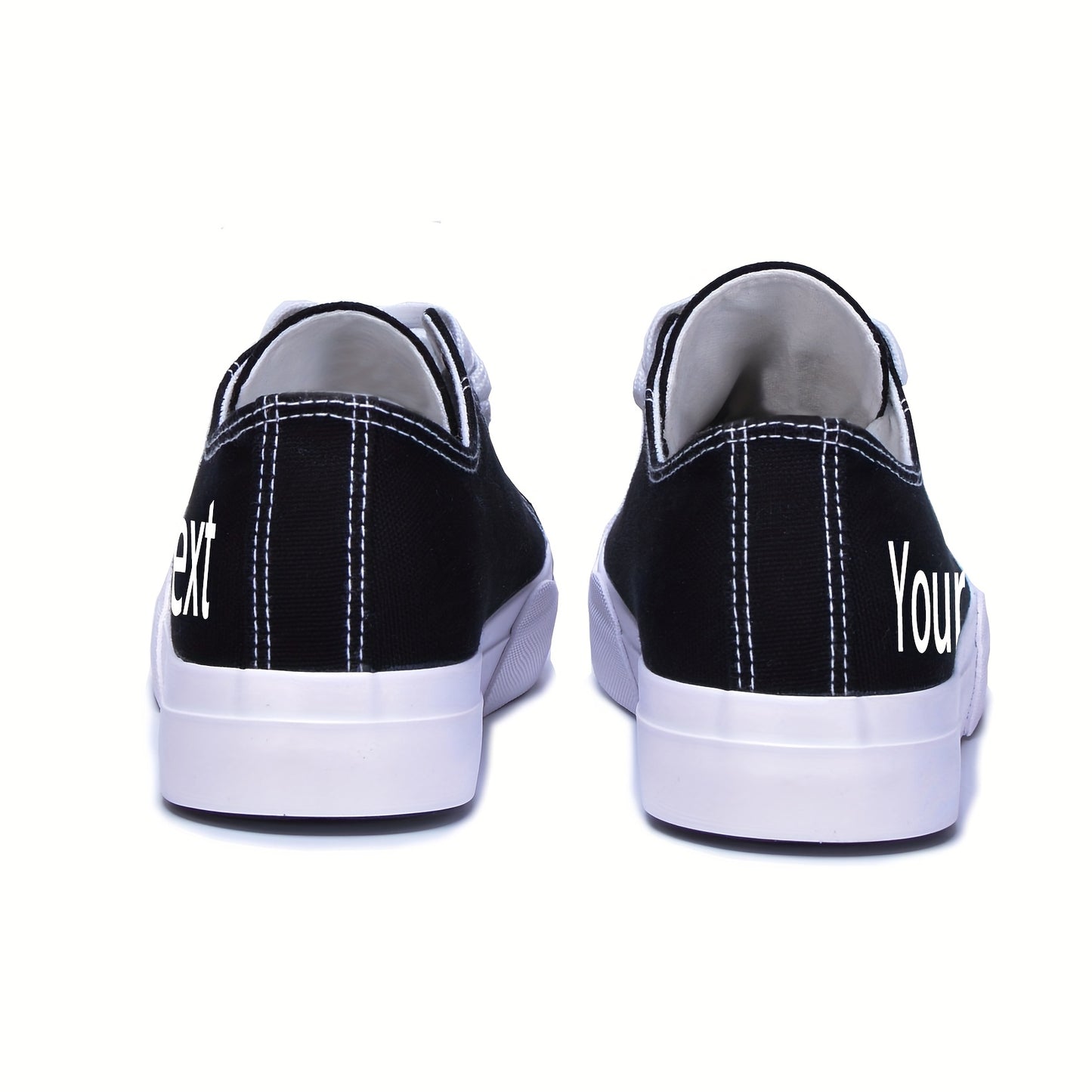 Custom Name/Text Personalized Gift, Wedding & Birthday Letter Couple Shoes - Black and White Low-Top Canvas Sneakers for Men & Women, Comfortable All-Season Wear, Sizes 37-48