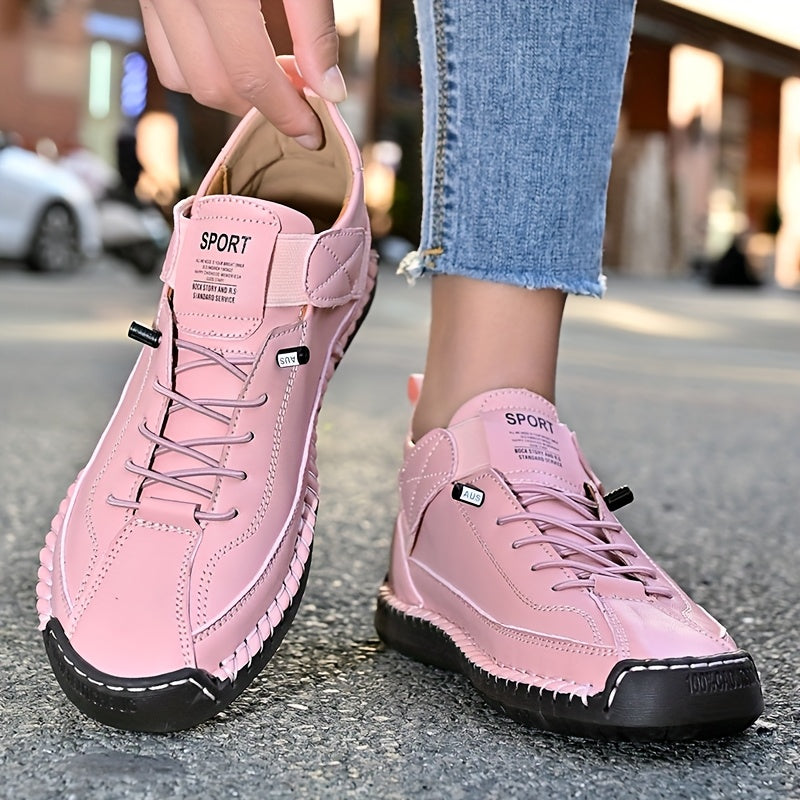 Women'S Slip-On Loafers - Breathable Synthetic Cover Casual Shoes with Soft Rubber Sole, Lace-Up Design, All-Season Comfort for Casual Attire, Ladies Shoes